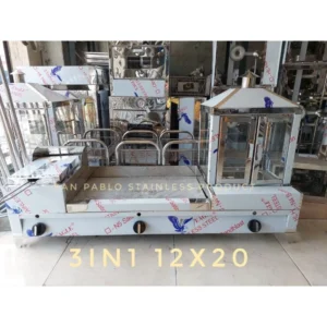 3 in 1 burger grill  with deep fryer and steamer gas type