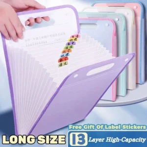 Long Expandable File Folder Organiser Multi-Layer Envelope Organizer with handle Folder Organizer