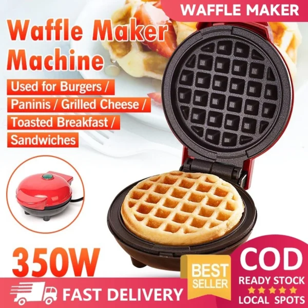 Mini Electric Waffle Maker Non-Stick Pan Circular Bakeware Pancake Cookies Breakfast Machine Eggcake Sandwich Breakfast Making Machine For Students