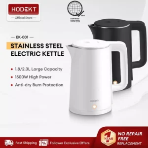 HODEKT Electric Kettle 1.8L/2.3L Capacity Electric Heater Stainless Steel Material Prevent burns