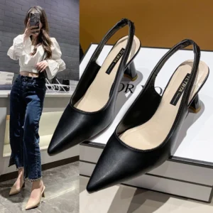 【COD】New Korean fashion high heels leather pointed sandals women casual sexy #FL402