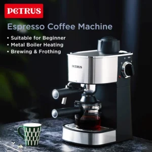 Petrus Coffee Machine 51mm Espresso Coffee Maker With Fancy Milk System Milk Bubble Make Black/White