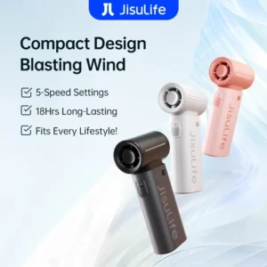 JISULIFE Handheld Fan Life9 Mini Portable Jet Fan Rechargeable USB Fans With 5 Gears Strong Wind Suitable For Summer Outdoor Camping