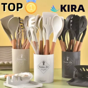 KIRA silicone kitchen utensils set 12 pcs Non-stick Silicone Cooking Utensils Spatula Set Heat Resistant 446°