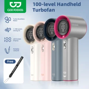 GOOJODOQ Fan 4000 mAh Turbo Mini Fan Rechargeable Handheld Portable Electric Jet Hand Strong GFS001
