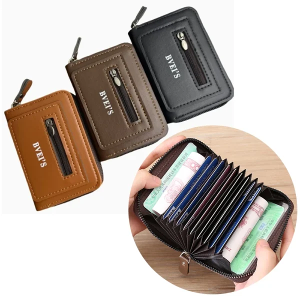 YILIA C124 Multifunctional Men Card Holder PU Leather Zipper Wallet Women Coin Purse