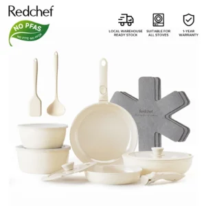 Redchef Nonstick Ceramic Rock Cookware Set Handle Removable 16Pcs No PFAS& PTFE& PFOA  Suitable for All Stoves