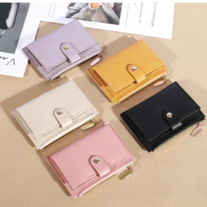 Card Holder Key Wallet PU Zipper Pouch Korean Creative Pearl Laser Coin Purse Women
