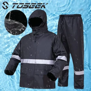 TOSEEK Waterproof Motorcycle Terno Raincoat With Reflector Rainsuit Rainwear Jacket Pants Set