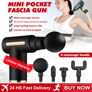 Massager Gun Vibrating Quiet Electric Fascial Gun with 6 Heads for Muscle Relaxation Professional