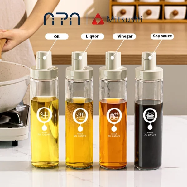 Nipiin Oil Container Condiments Bottle Condiments Bottle Automatic Open Cover Multi-Size 500ml