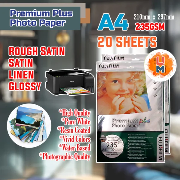 FUJI FILM RC PHOTO PAPER A4 satin / rough satin / linen / rc glossy 20pcs /pack