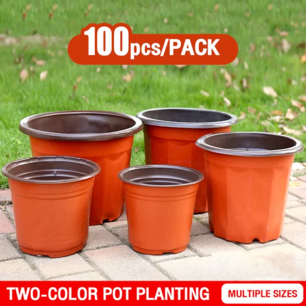50Pcs  and  100Pcs/Set Flower Pot Plastic Plant Pots Desktop Potted Soft Nursery Garden