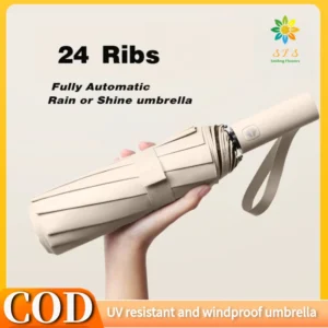 【COD】24 Bones/10 Ribs Automatic Umbrella Windproof Anti-UV Sunscreen Large Umbrella Folding Sunshade