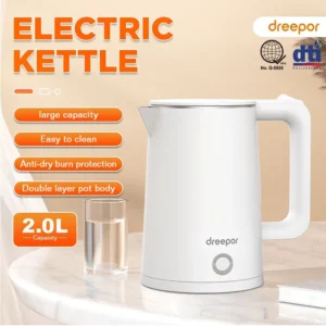 Dreepor 2L Capacity Electric Kettle Electric Heater stainless steel Material Convenient