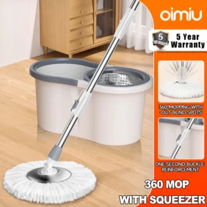 Oimiu 360 Mop With Spinner Rorating Map Squeezer Floor Cleaning Heavy Duty Tornado Mop Bucket Set