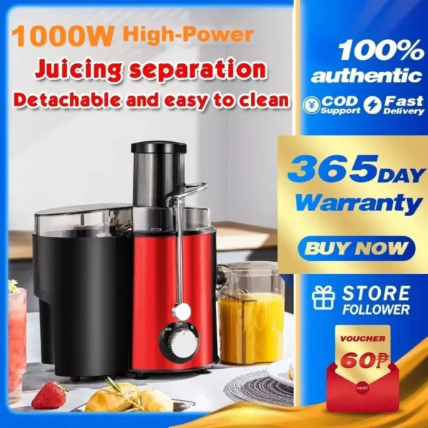 Household Fruit and Vegetable Juicer with Automatic Juice and Pulp Separation and High-Power Motor