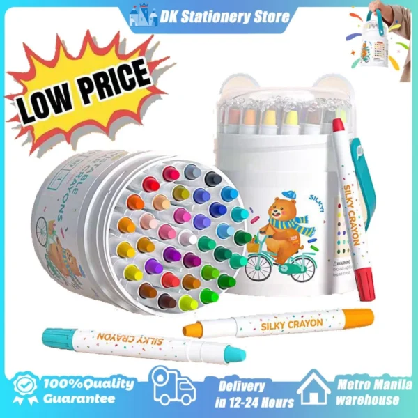 All-in-One Silky Crayons For Kids Washable Crayons Plastick Twistable Crayons 12/24/36/48 Colors