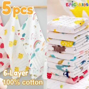 Cotton Towel for Kid Muslin Towel forBaby Antibacterial Bimpo Face Towel Newborn Feeding Handkerchie