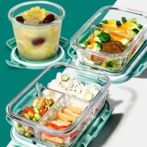 Borosilicate Glass Lunch Box Keep Airtight Leakproof Crisper Microwaveable Oven Safe Lunch Bento Box