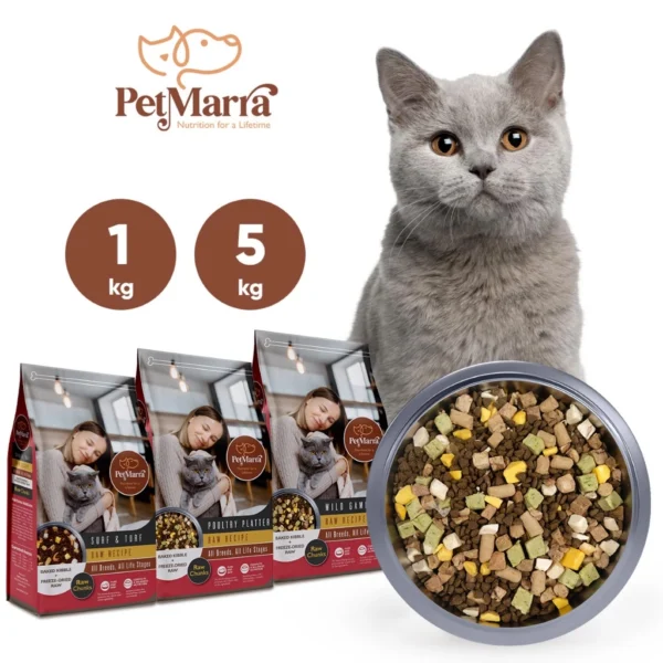 PetMarra Raw Chunks Recipe – Freeze-Dried Dry Food Collection for Adult Cats & Kittens