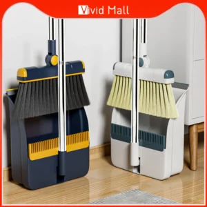 Vivid Foldable Broom Dustpan Set For Home Household Floor Cleaning Set Rotating Broom With Dustpan