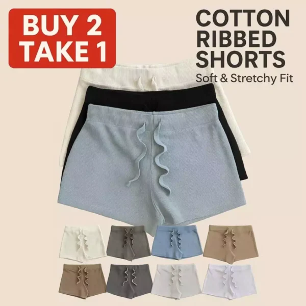 Calliah Bundle of 3 short Rib Knitted Fabric Makapal Basic Short