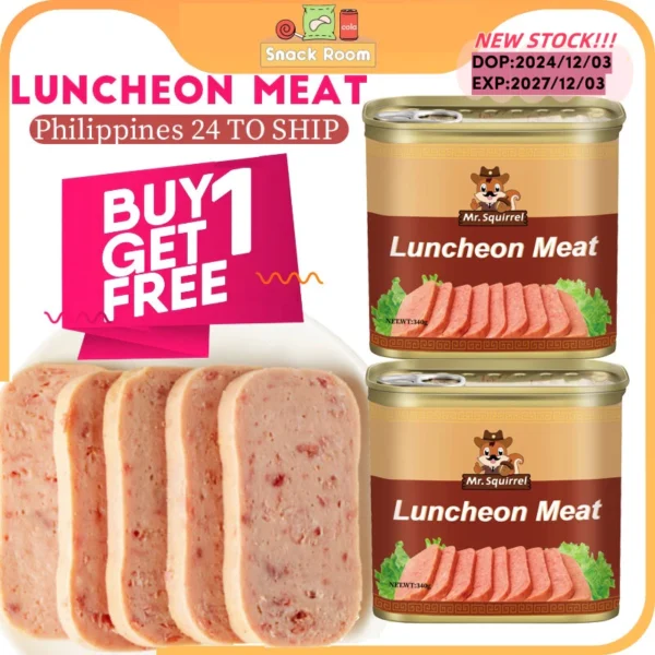 Mr.Squirrel Luncheon Meat 340g/198g (Low-salt) high Meat content Mix of Chicken & Pork Philippines