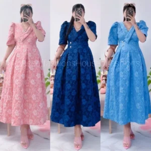 BINI EMBOSSED COLLAR FLITS PUFF FORMAL DRESS *RANDOM PRINT* BY:HOUSEOOFFASHIONS