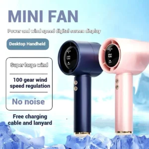 Mini turbo fan Rechargeable Portable fan handheld 100 Level Speed wind Adjustment led screen display