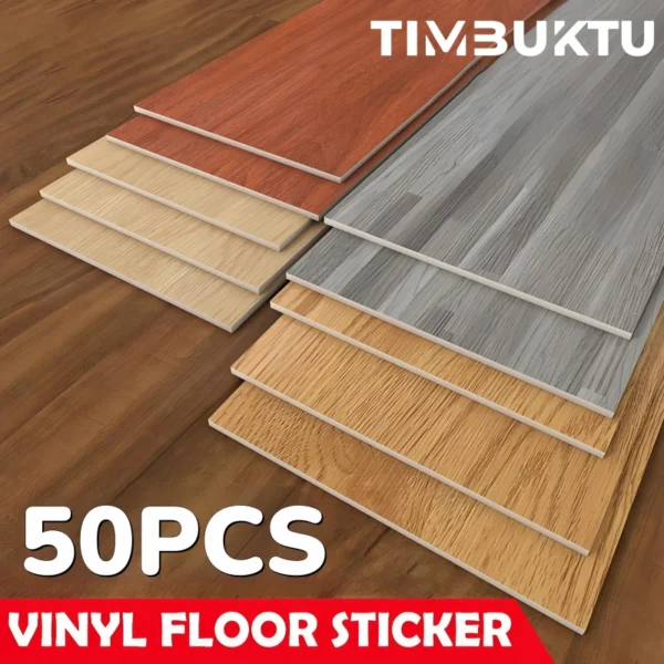 50PCS Wood Grain Vinyl Tiles Floor Sticker (91*15CM) Self Adhesive PVC Waterproof Mat Wear-resistant