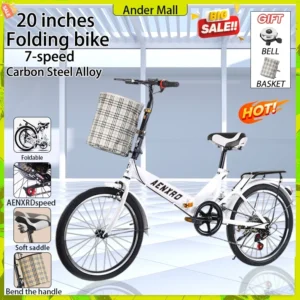 Folding Bike 20 Inch Portable Leisure Adult bike bicycle for kids Gifts for children Free Bell