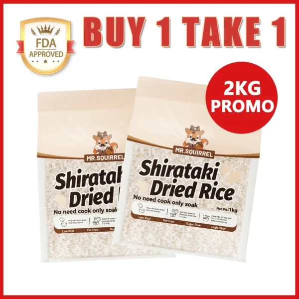 2kg Buy 1 Take 1 Dry Shirataki Rice Original Konjac Rice Dried Shiritaki Rice (Low Carb)