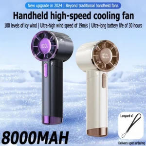 NEW Adjustable Handheld Turbo Fan Bladeless Portable Fan Rechargeable 100 Gear Mini Fan D-528