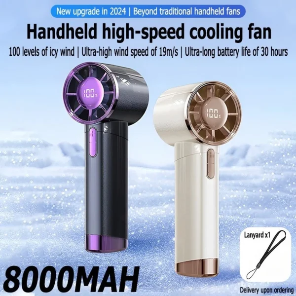 NEW Adjustable Handheld Turbo Fan Bladeless Portable Fan Rechargeable 100 Gear Mini Fan D-528