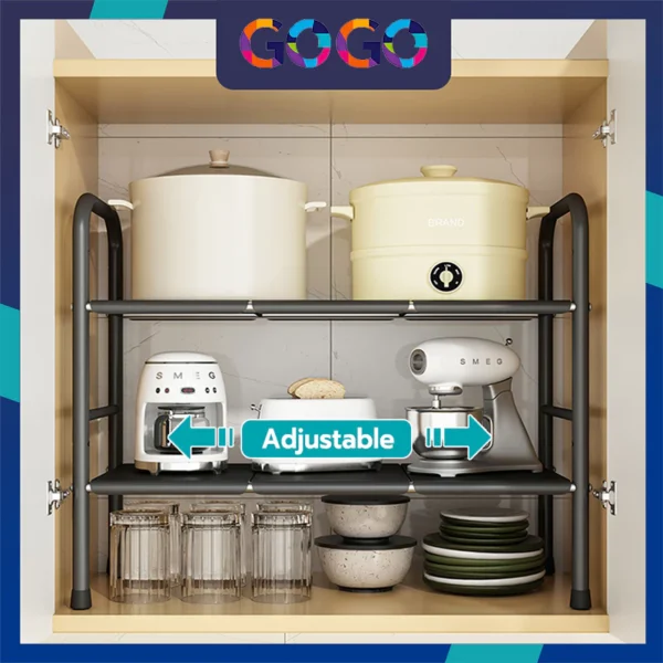 Kitchen Pan Organizer Pot Rack Adjustable Under Sink Countertop Multipurpose Kitchen Rack