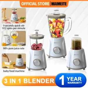 Maimeite 3 in1 Multiple Function blender High Power Juicer Chopper meat grinder blender 2 in 1 grey