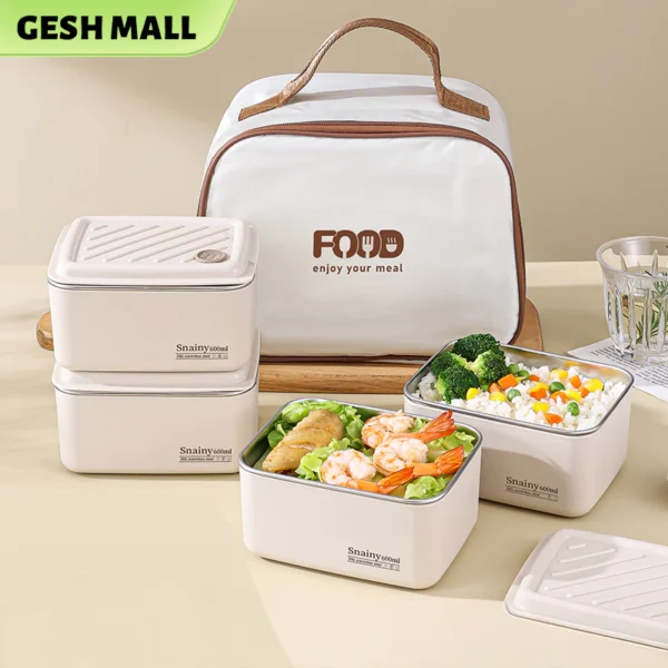 Gesh SUS316 Stainless Steel Lunch Box Set With Bag＆Tableware Portable insulated Lunch Box For Adult