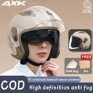 AXK 801 998 Motorcycle Double Miorr Half Face Helmet