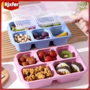 RJXFER Wheat Straw Eco-friendly Lunch Box With Utensils Portable Picnic Food Container Storage Box