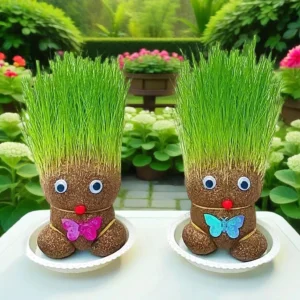 Grass Head Room Decor Children Growing Grass Doll Toys Indoor Office Table Plant Decor