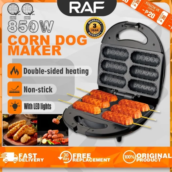 RAF Mini Hot Dog Maker Household Portable Electric Waffle Hotdog Machine Easy Clean Non-Stick