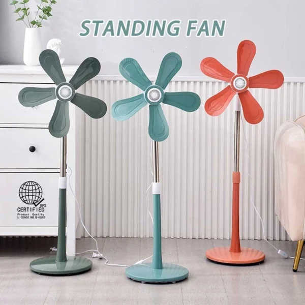 5 Blade Stand Fan Portable Electric Floor Fan Big Wind Adjustable Standing Fan Living Room