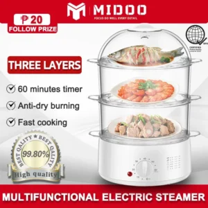 MIDOO Electric Steamer 3-layer Home Large-capacity Siu-mai Steamer Multi-functional Food Steamer