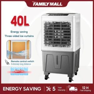 TIXX Air Cooler Fan Air Conditioner 40L/50L with HEPA Filter Aircon Electric Fan Stand Fan inverter