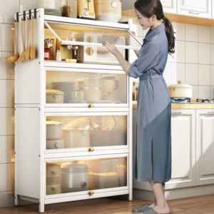 Kitchen Dust Cabinet Rack Dustproof Storage Cabinet Carbon Steel Multi-function Rack Enclosed Rack
