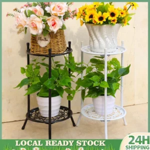 Plant Stand 2 Layers Metal Flower Pot Stand For Plant Rack Indoor Outdoor Plant Shelf Holder
