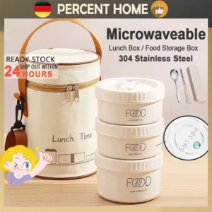 Thermal Lunch Box Insulated 304 Stainless Steel Bento Box Set Portable Leak-Proof Food Container