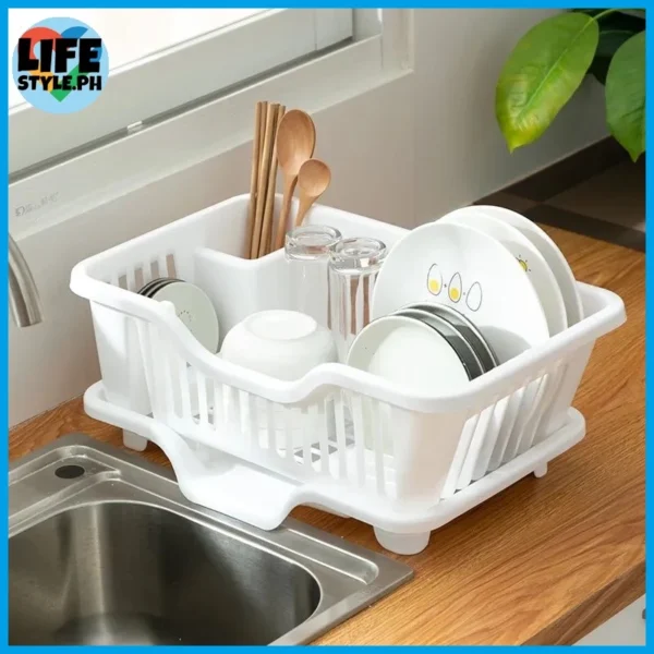 LS Plastic Drainer Holder Kitchen Dish Bowl Plate Drying Utensils Rack Sink Organizer  Storage