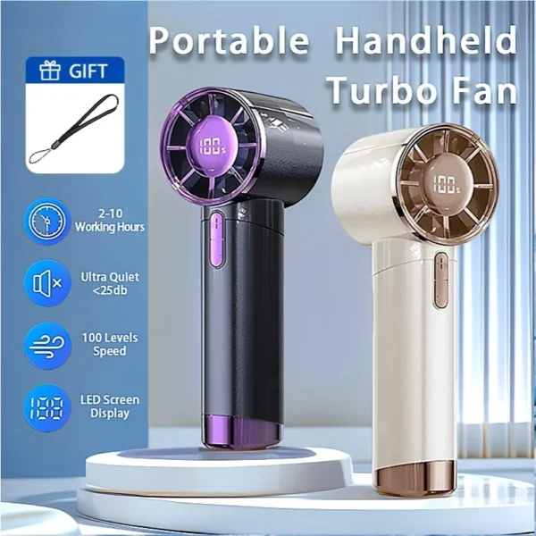 8000MAH Handheld Mini Fan Small 100-wind-speeds rechargeable Super-mute High-wind Portable